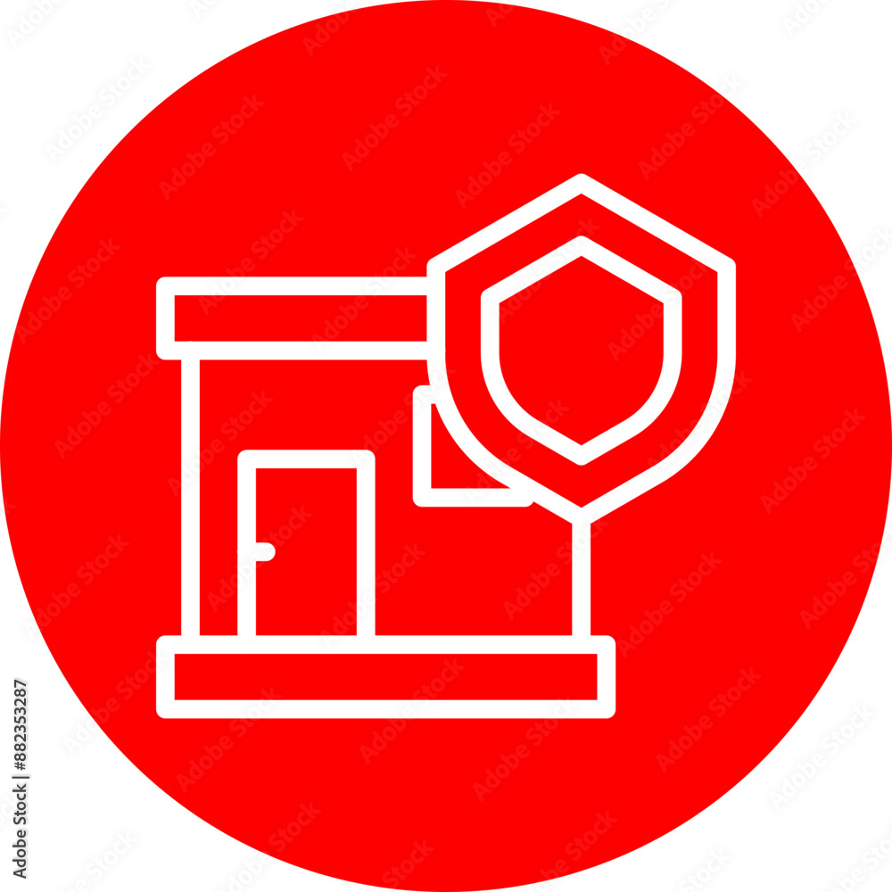 Security Vector Line White Circle Red Security Vector Line White Circle Red