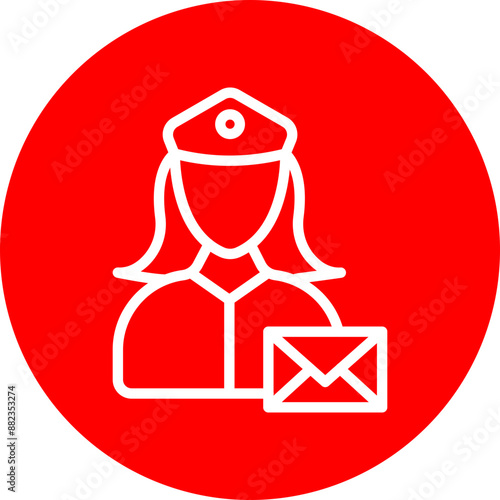 Post Women Vector Line White Circle Red