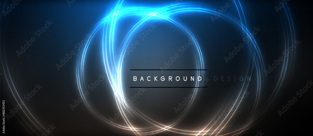 Neon glowing circle rays, light round lines in the dark, planet style neon wave lines. Energetic electric concept design for wallpaper, banner, background Neon glowing circle rays, light round lines in the dark, planet style neon wave lines. Energetic electric concept design for wallpaper, banner, background