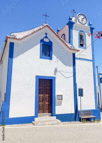 blue historic church in a country town