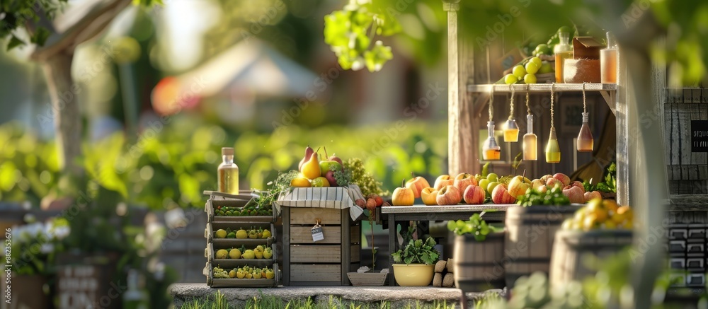 farm display for food, perfume, and other products on nature background farm display for food, perfume, and other products on nature background