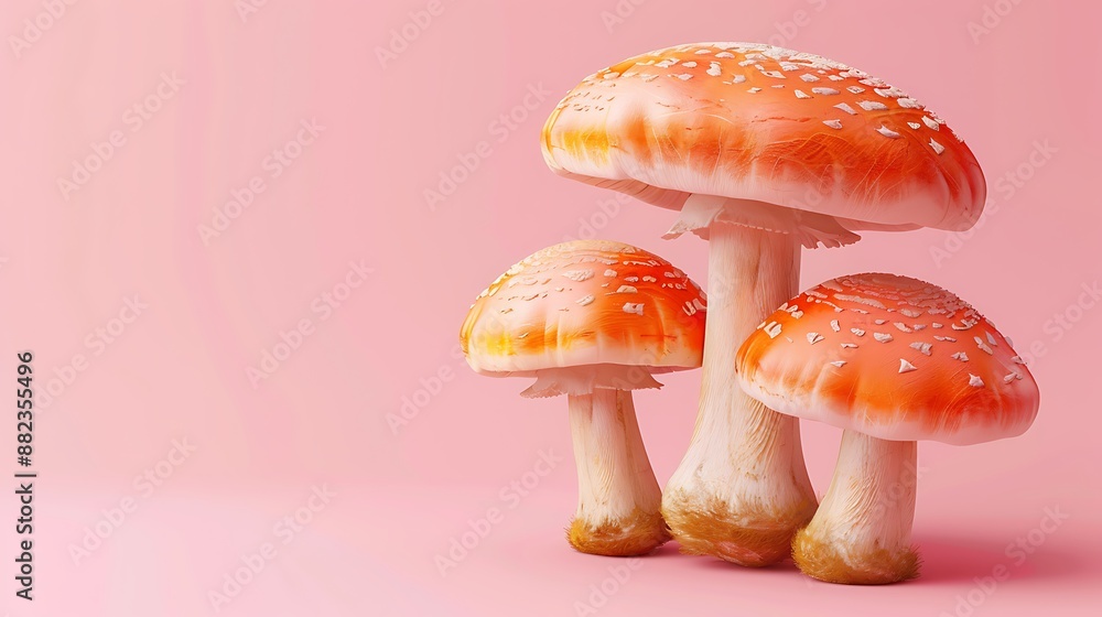 Obraz premium Mushroom on pink background