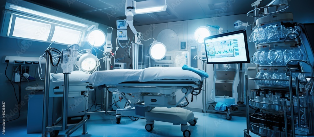 medical equipment in modern operating room. medical equipment in modern operating room.