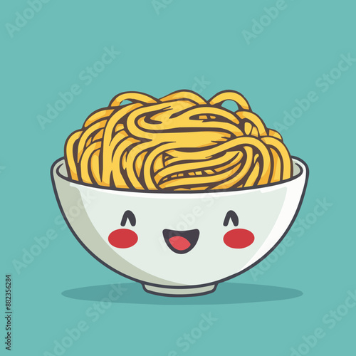 Cute Cartoon Bowl of Noodles Food Character