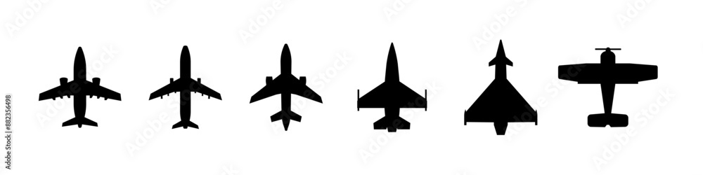 Plane icon. Airplane icon silhouette. Plane icon. Airplane icon silhouette.