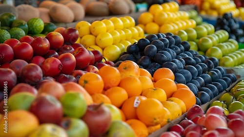 Assorted fruits in modern fruit market