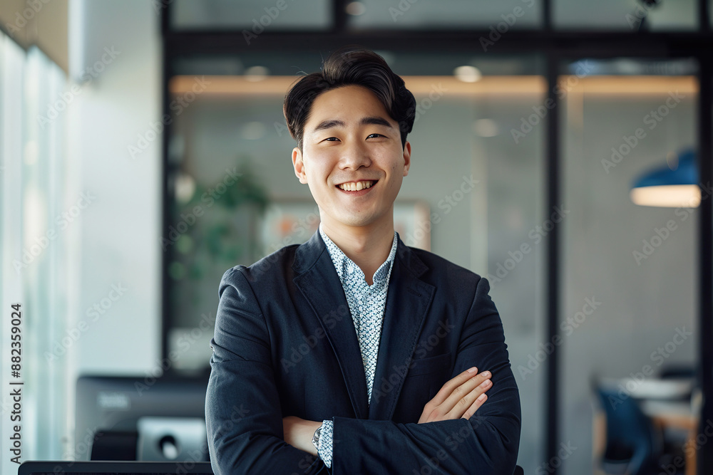 A man in a suit and tie is smiling and posing for a picture, generative ai image. A man in a suit and tie is smiling and posing for a picture, generative ai image.