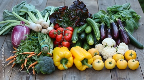 Assorted vegetables on table