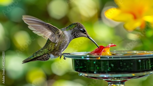 A hummingbird Feast drinking water