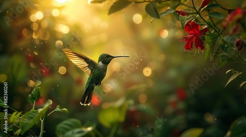 A hummingbird Feast in the forest
