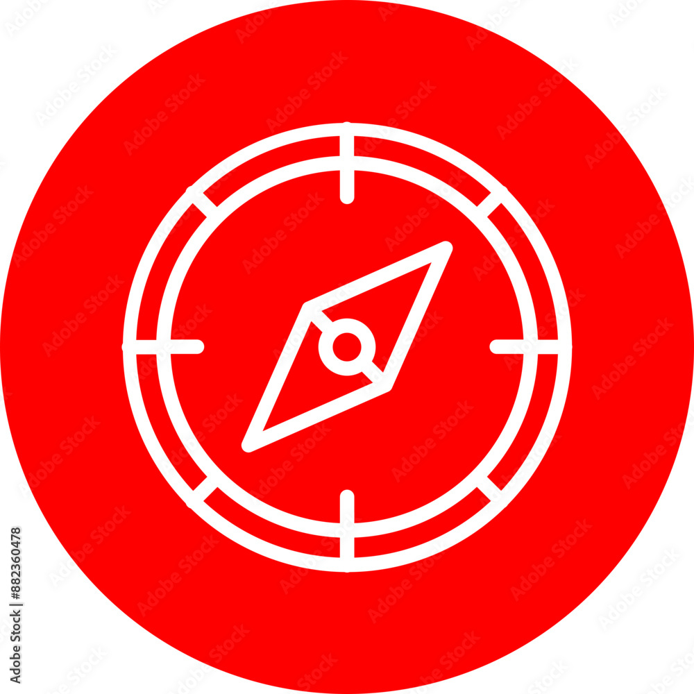 Compass Vector Line White Circle Red Compass Vector Line White Circle Red