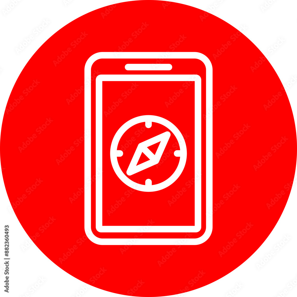 Compass App Vector Line White Circle Red Compass App Vector Line White Circle Red