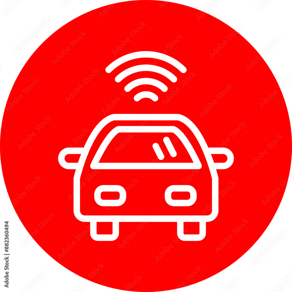 Connected Vehicle Vector Line White Circle Red Connected Vehicle Vector Line White Circle Red