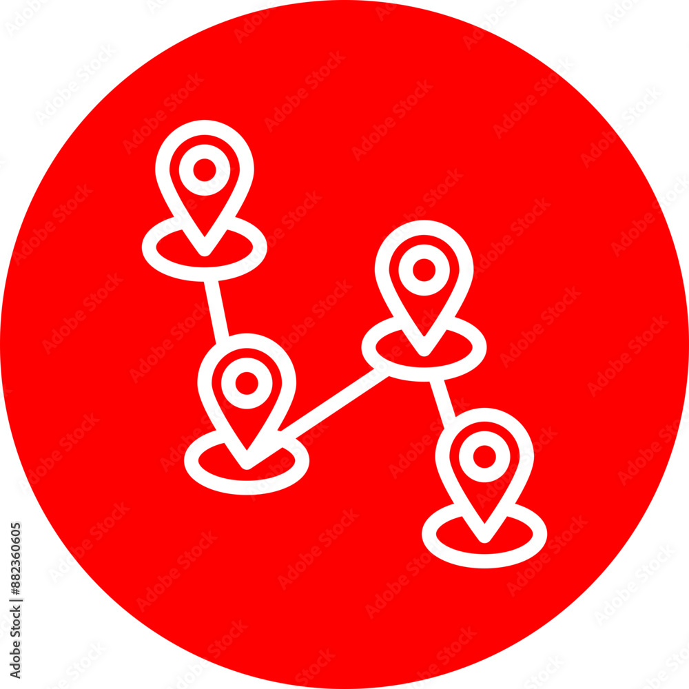 Multiple Destinations Vector Line White Circle Red Multiple Destinations Vector Line White Circle Red