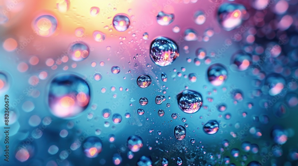 Water Droplets on blue and green background. Created with Generative AI Water Droplets on blue and green background. Created with Generative AI