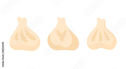 Georgian khinkali, made of twisted knobs of dough in flat style. Vector illustration isolated on white background