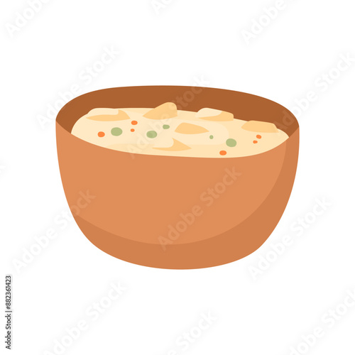Traditional Georgian soup Chikhirtma in flat style. Vector illustration isolated on white background