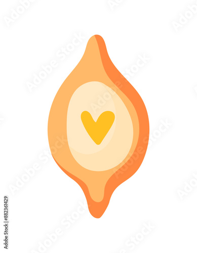 Adjaruli, georgian dish Adjarian khachapuri with heart-shaped yolk in flat style. Vector illustration isolated on white background