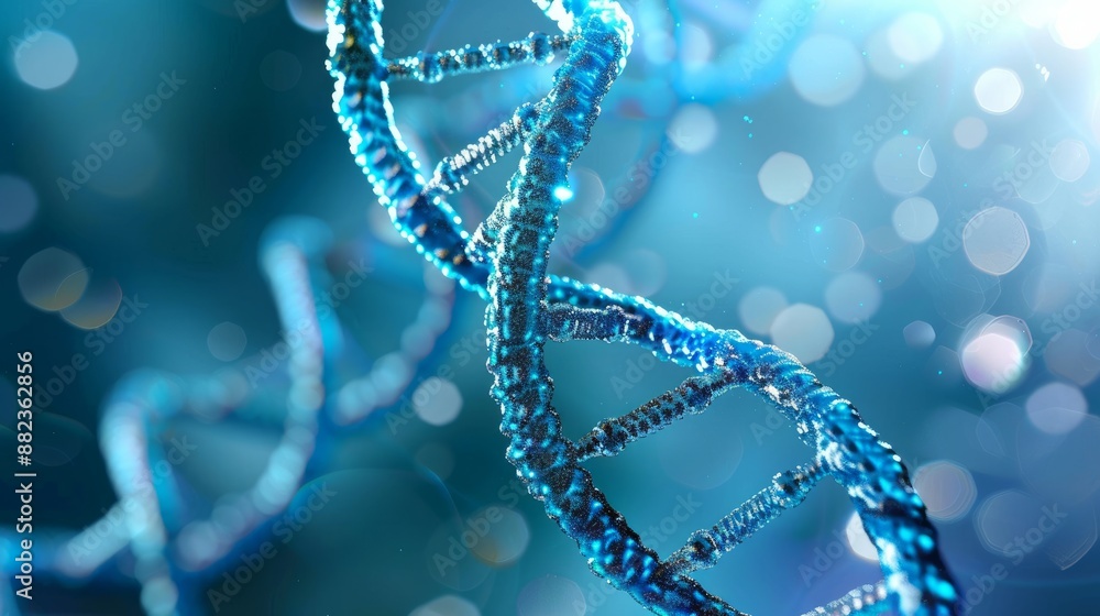 Illustration of a blue helix human DNA structure Illustration of a blue helix human DNA structure