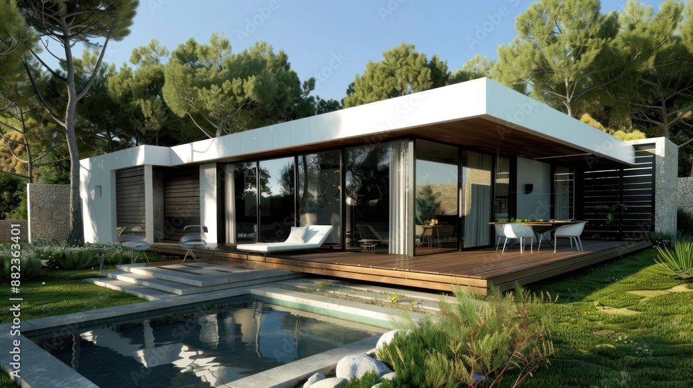 Fototapeta premium Modern Minimalist House with Pool