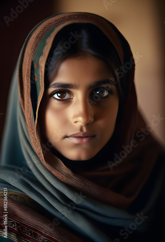 Afghan Girl in Traditional Attire