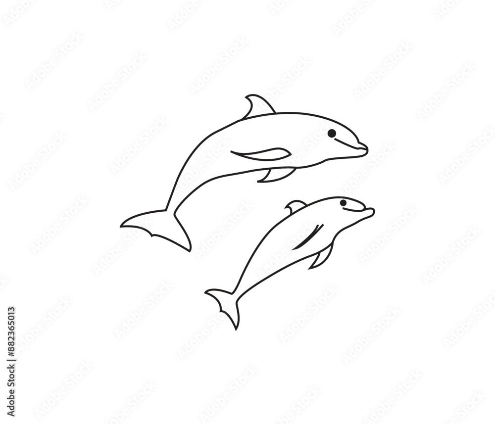 vector hand drawn dolphin outline illustration vector hand drawn dolphin outline illustration