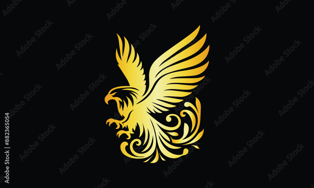 Eagle Vector Illustration Set, Black Silhouettes, Golden Eagle, Golden Eagle Bird Logo Design Premium Vector Eagle Vector Illustration Set, Black Silhouettes, Golden Eagle, Golden Eagle Bird Logo Design Premium Vector