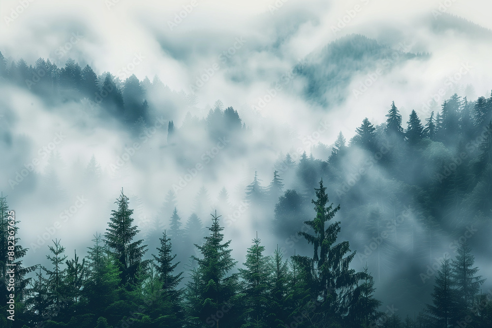 Enchanting foggy forest landscape with misty trees and mystical atmosphere, ideal for nature lovers and outdoor enthusiasts. Photo Enchanting foggy forest landscape with misty trees and mystical atmosphere, ideal for nature lovers and outdoor enthusiasts. Photo