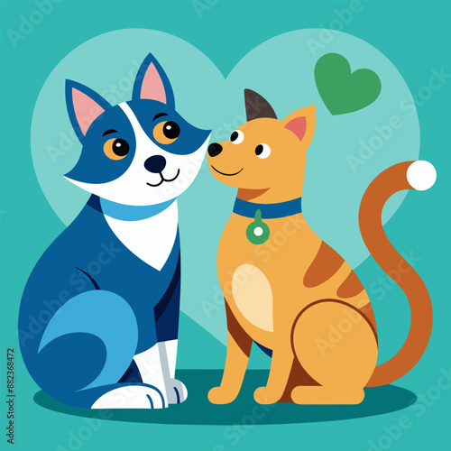 National Friendship Day: Dog and Cat Vector Illustration Showing the Power of Friendship
