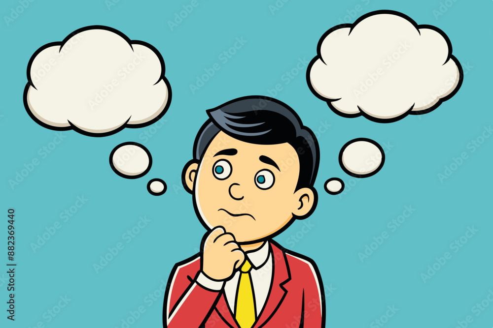 Many thinking ideas, overwhelmed issues or busy problem to be solved, contemplation solutions for trouble, concerned or anxiety concept, businessman thinking with many thinking bubbles. Many thinking ideas, overwhelmed issues or busy problem to be solved, contemplation solutions for trouble, concerned or anxiety concept, businessman thinking with many thinking bubbles.
