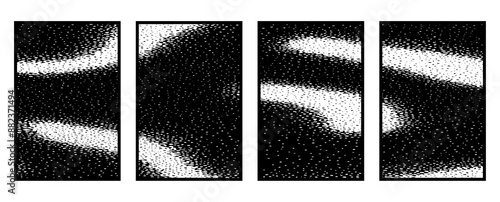 Set of 4 Abstract black and white pattern. For use in graphics. Minimalist illustration for printing on wall decorations