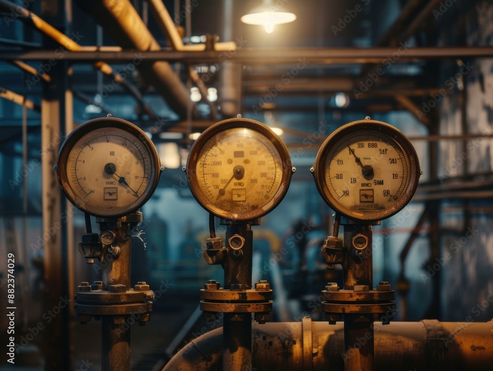 Industrial pressure gauges. AI. Industrial pressure gauges. AI.