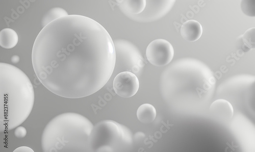 Wallpaper Mural Abstract background with white spheres floating in the air on a light grey backdrop. Minimalist and modern design.  Different sized spheres. Elegant atmosphere. Torontodigital.ca