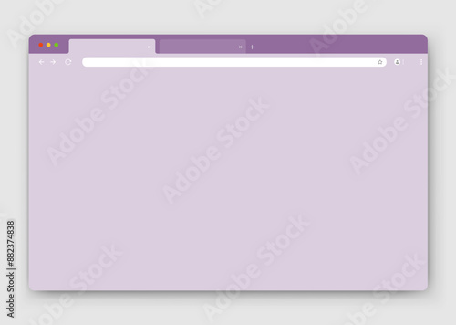 The design of the web browser window on a gray background. An empty website layout with a search bar and toolbar. Vector EPS 10.