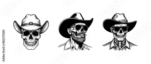 vector set of skull cowboy (artwork 1)