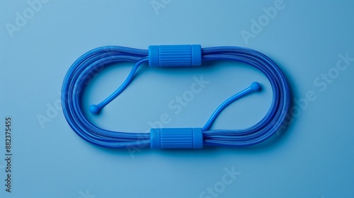 A minimalistic jump rope coiled neatly, with handles in a single, solid color