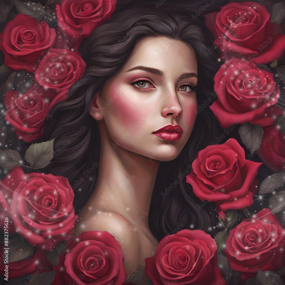 girl with red roses girl with red roses