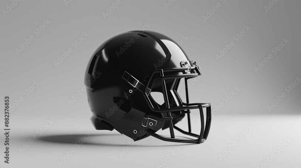Fototapeta premium A sleek, monochrome football helmet displayed against a plain backdrop