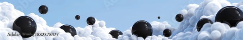 background black balls with clouds.