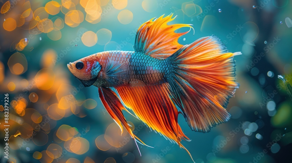 Colorful Betta Fish in Aqua Colorful Betta Fish in Aqua