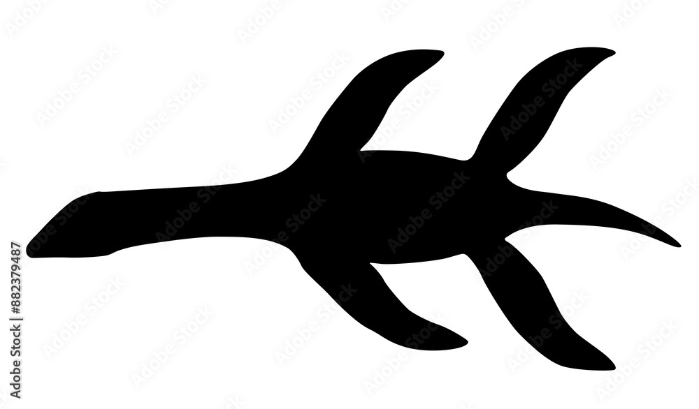 silhouette of a plesiosaur on a white background silhouette of a plesiosaur on a white background