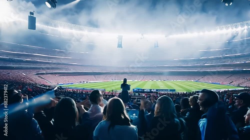 Crowd Watching a Game at a Large Stadium