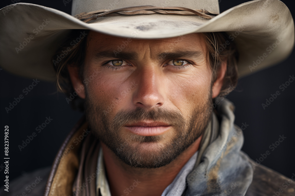 Cowboy image. History of america. History of cowboys, first ranch. Farmer Australia. Portrait of a cowboy. Cowboy image. History of america. History of cowboys, first ranch. Farmer Australia. Portrait of a cowboy.