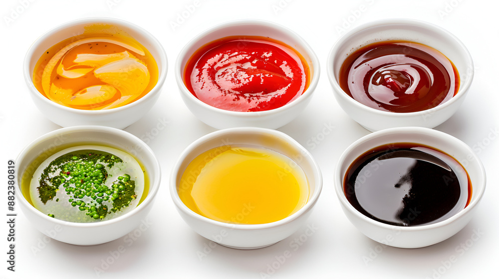 set of bowl with sauce isolated on white background set of bowl with sauce isolated on white background