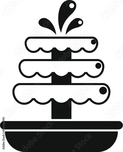 Simple icon of a decorative tiered water fountain cascading water into a basin
