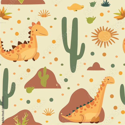 Seamless patterns featuring dinosaurs in various styles, from Cambrian to Jurassic periods. Designs include striped, camouflaged, and playful motifs. Ideal for textiles, wallpapers, and creative proje