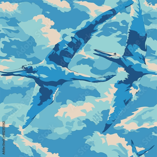 Seamless patterns featuring dinosaurs in various styles, from Cambrian to Jurassic periods. Designs include striped, camouflaged, and playful motifs. Ideal for textiles, wallpapers, and creative proje