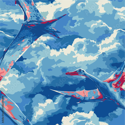 Seamless patterns featuring dinosaurs in various styles, from Cambrian to Jurassic periods. Designs include striped, camouflaged, and playful motifs. Ideal for textiles, wallpapers, and creative proje