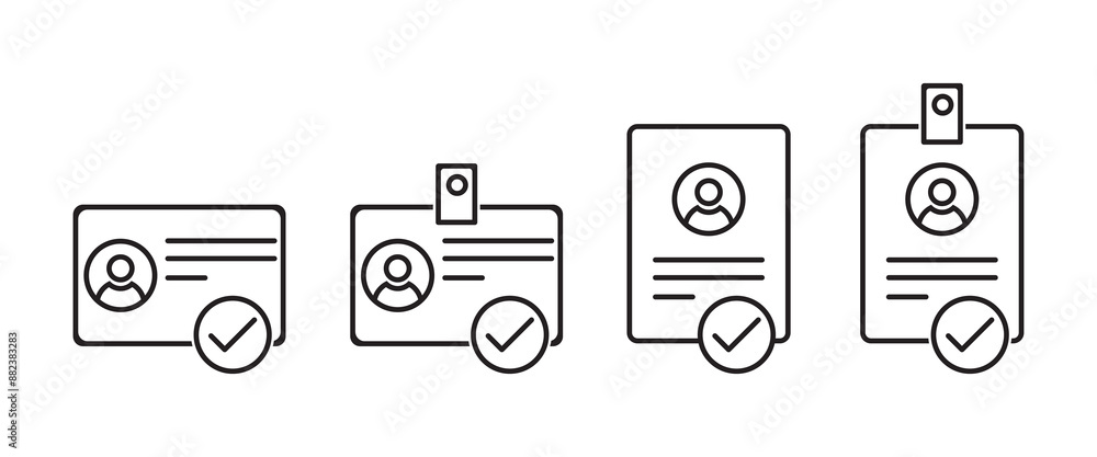 ID Card icon collection. Employee clerk card, driver license, Identification card, Identification Card outline ID Card icon collection. Employee clerk card, driver license, Identification card, Identification Card outline
