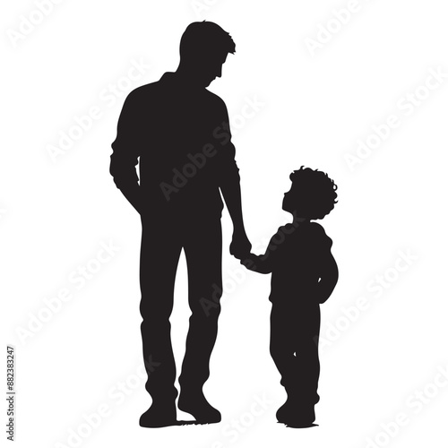 father and son silhouette vector